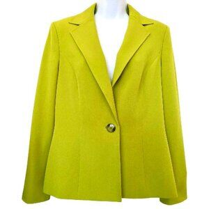 Kasper Womens Lime Green Blazer Single-Button Lined Sz 8 #03
